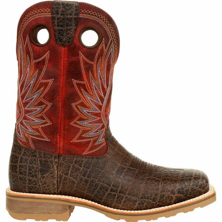 Durango Maverick Pro Steel Toe Waterproof Western Work Boot, SAFARI ELEPHANT/CRIMSON, M, Size 8 DDB0301